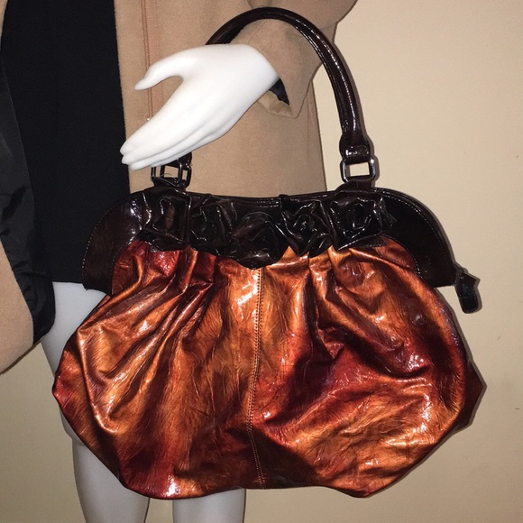 New Galian New York Large Faux Leather Tan Handbag - Picture 2 of 7